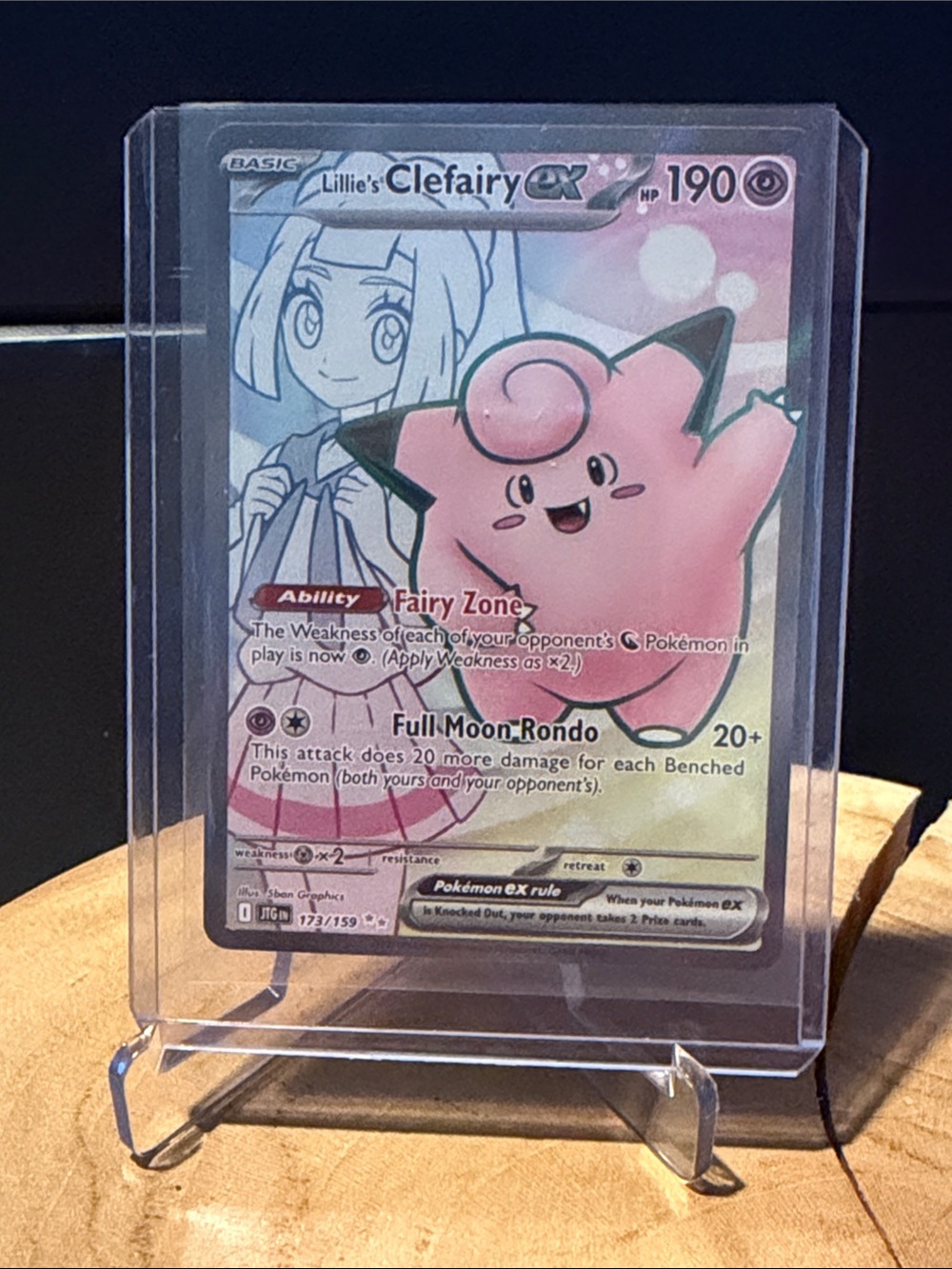 Pokemon Lillie's Clefairy GX Pink Blue Holographic Trading Card